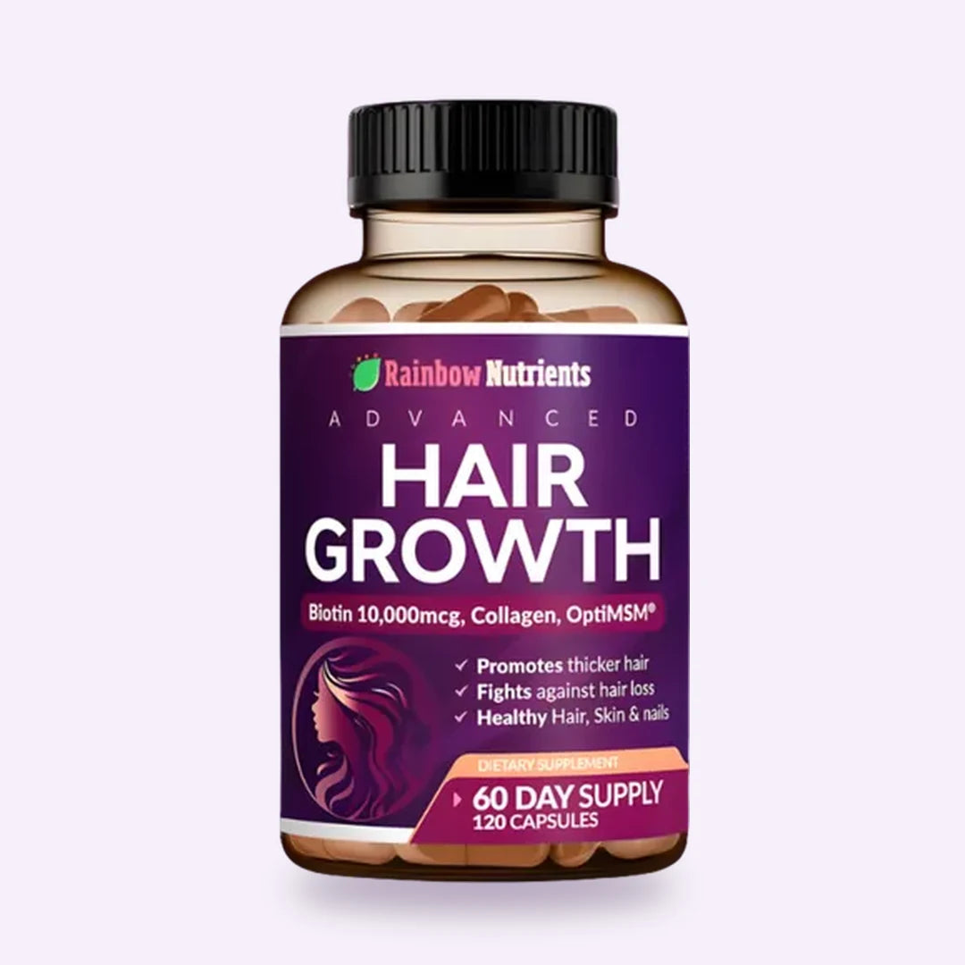 Frasco de Rainbow Nutrients Crecimiento Avanzado del Cabello, 120 cápsulas